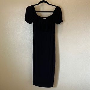 Black Puff Sleeve Body con Dress